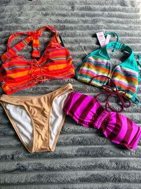 3 Bikini Swim Tops Size M &  Bikini Swim Bottom Size S Bundle NWT Beach Summer